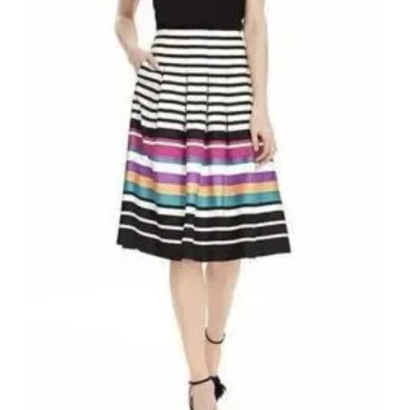 NNT, Banana Republic Women's 16 Pleated A-Line‎ Midi Multi-Colored Skirt - Picture 1 of 7
